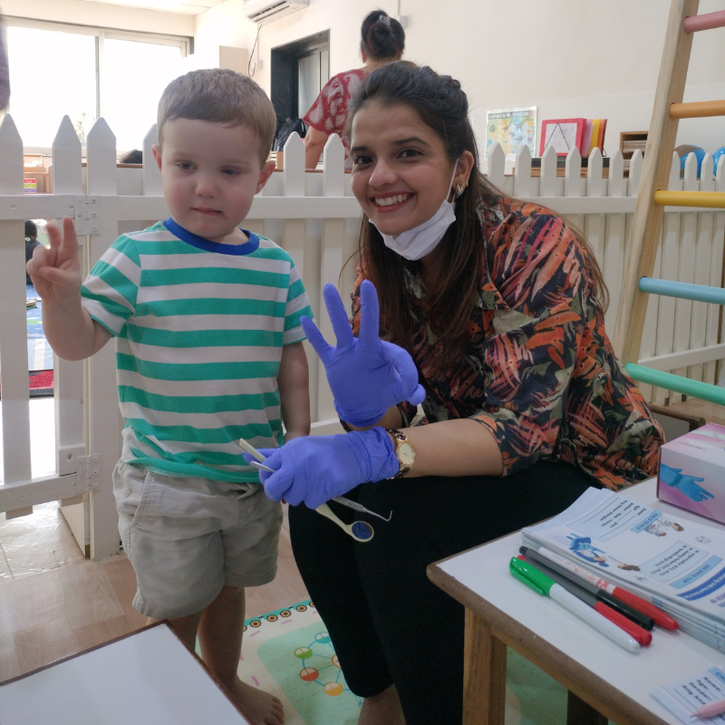 Dental checkup for children at camp