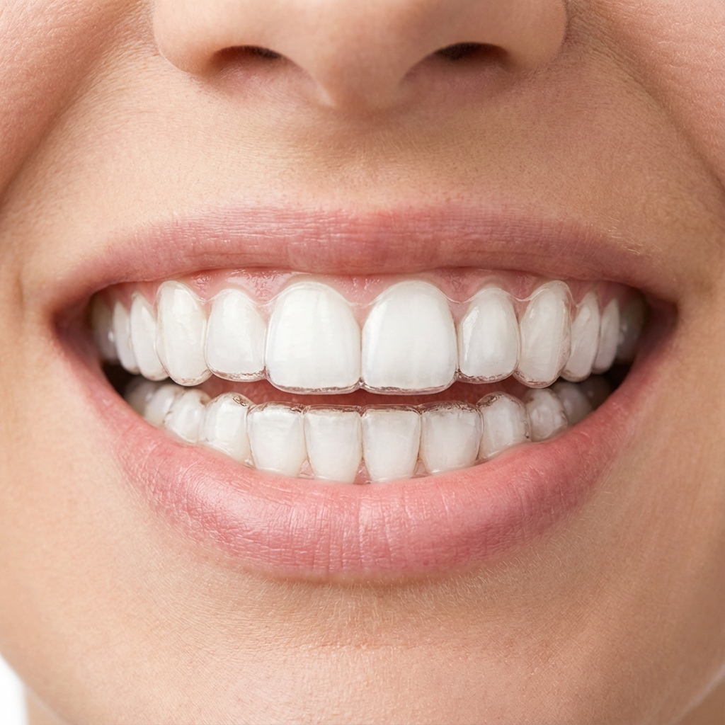 A straight, natural-looking smile with clear aligners